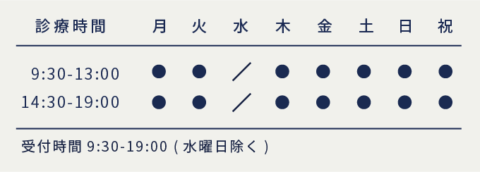 岩手県盛岡市の歯医者・インプラント歯科「高橋衛歯科医院」｜診療時間、月火木金土日祝9:30から13:00、14:30から19:00、受付時間9:30-19:00（水曜日を除く）、水曜日休診